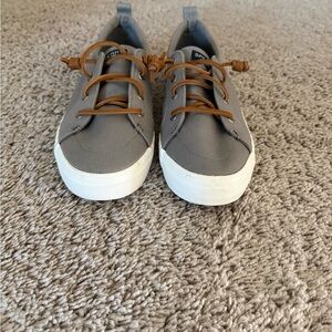 Sperry Gray Canvas Sneakers with White Soles